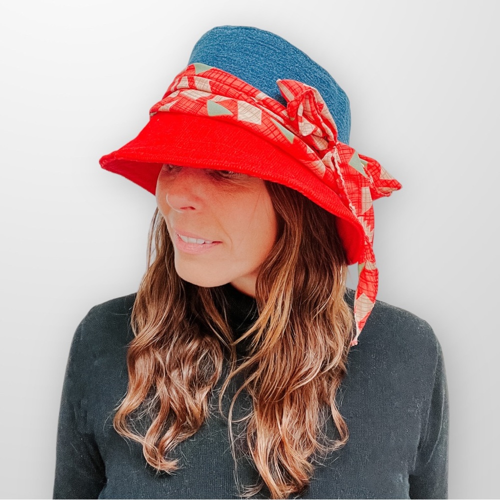 ♻️ Upcycle Hat Women’s Spring Hats with Hair Scarf Eco Friendly Sustaina…